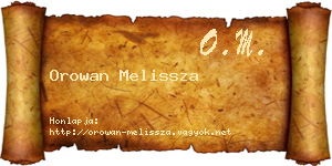 Orowan Melissza névjegykártya